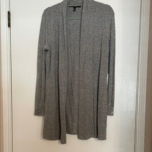 White House Black Market Heather Gray Open-Front Cardigan